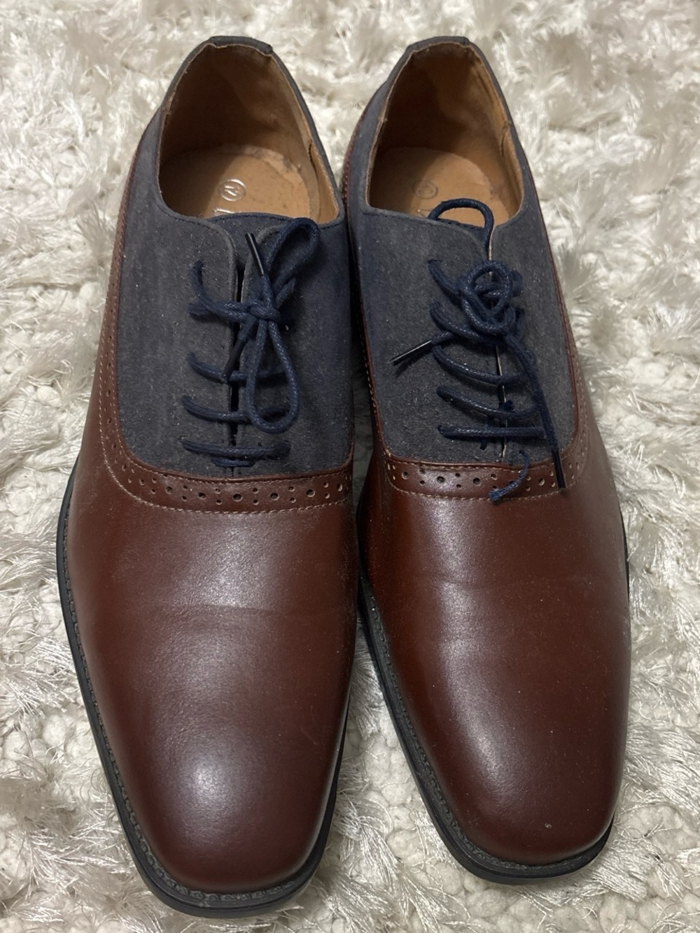 Dream Seek Men’s Two-Tone Brown & Navy Oxford Dress Shoes – Size 12